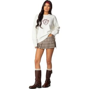 Edikted Plaid Pleated Micro Mini Skirt Women's Medium School Girl Preppy Y2K